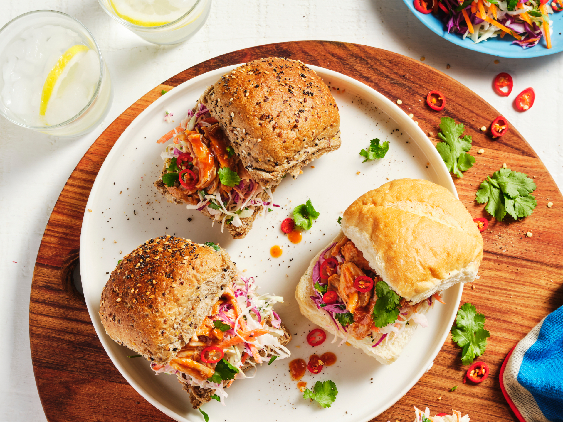 Pulled Pork Sliders with Rainbow Slaw